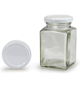 Słoik czworokątny z białą pokrywką 260 ml (TO 58)