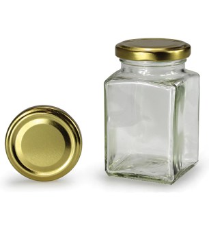 Słoik czworokątny ze złotą zakrętką 260 ml (TO 58)