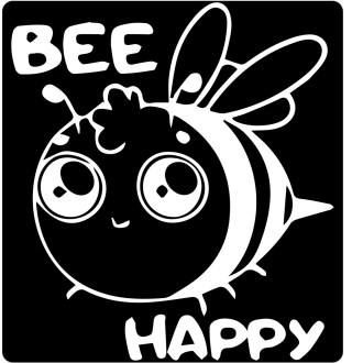 Naklejka Bee happy - biała