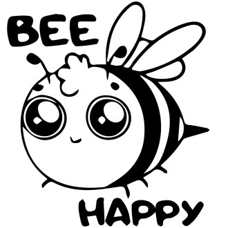 Naklejka Bee happy - czarna