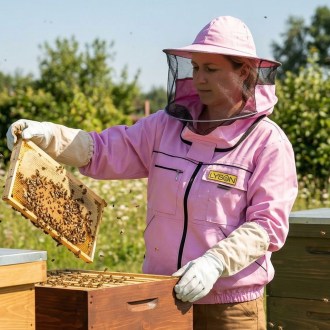 Bluza pszczelarska z kapeluszem - fioletowa - Lysoň, rozmiar: S-XXL