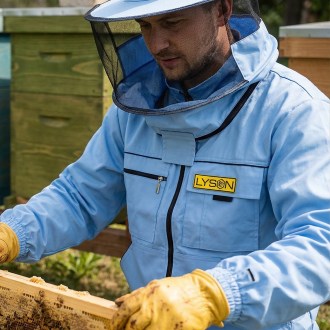 Bluza pszczelarska z kapeluszem - niebieska - Lysoň, rozmiar: S-XXL